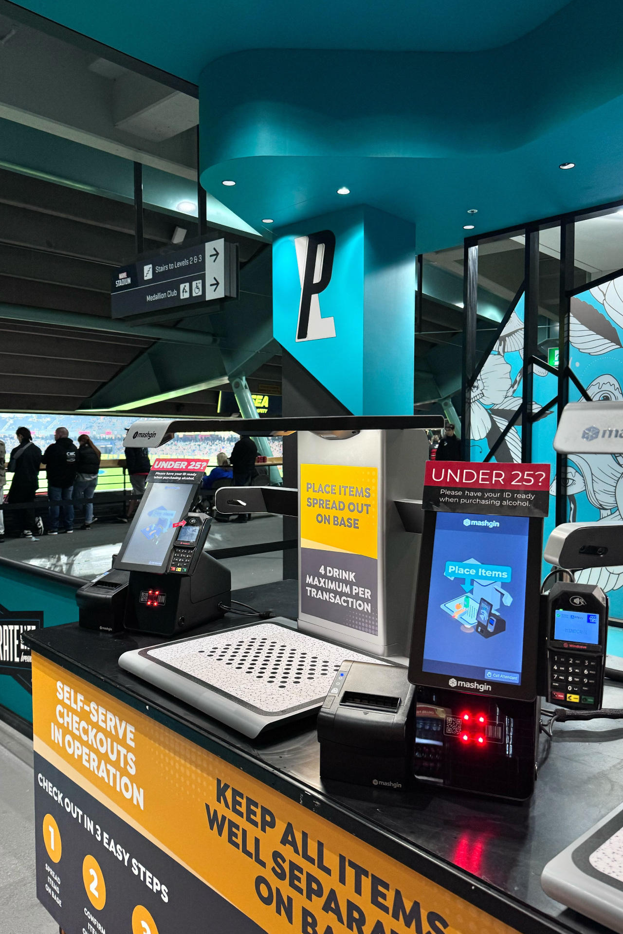 One of 26 Mashgin kiosks at Marvel Stadium