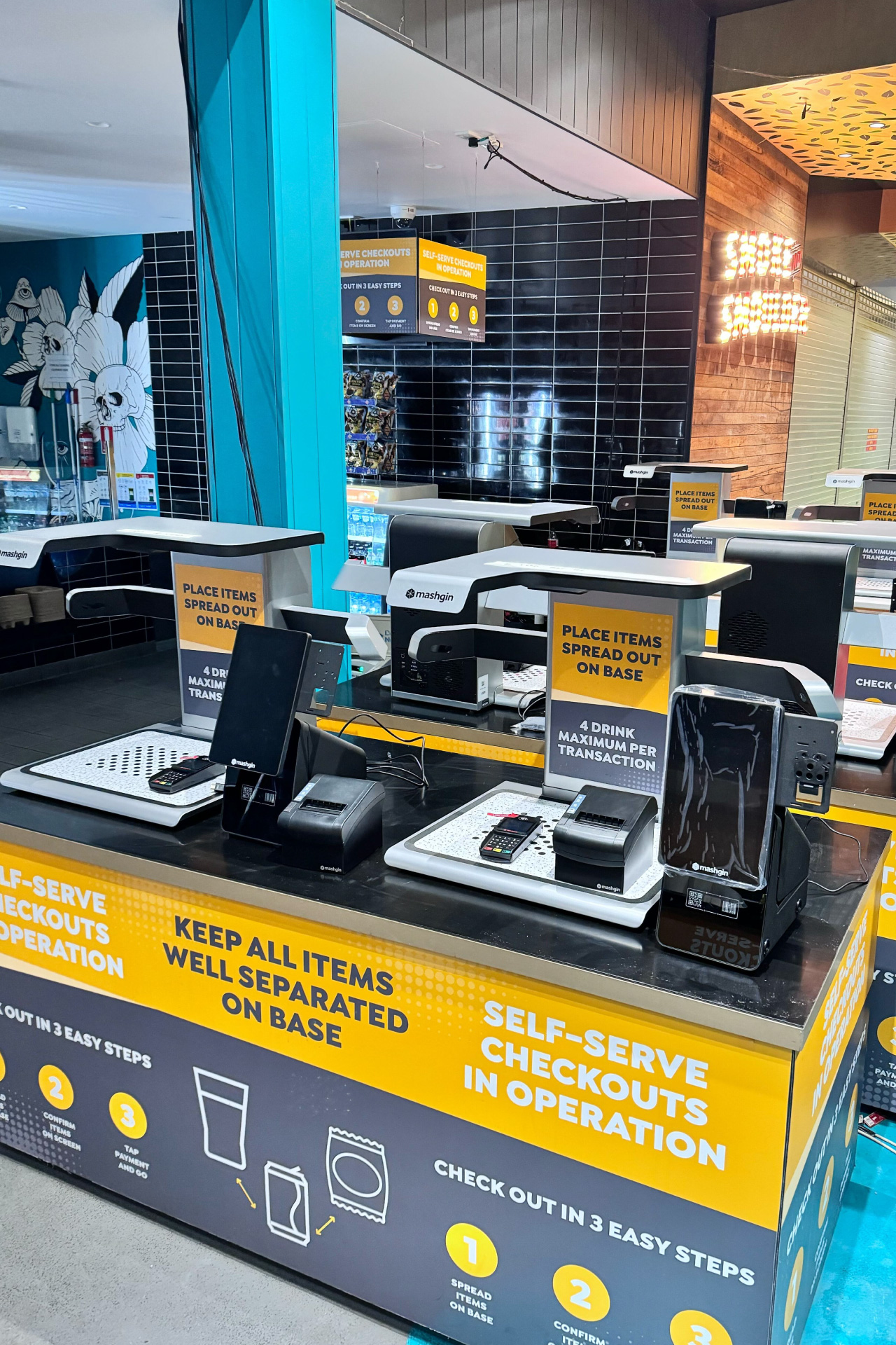 A cadre of Mashgin kiosks at Marvel AFL Stadium