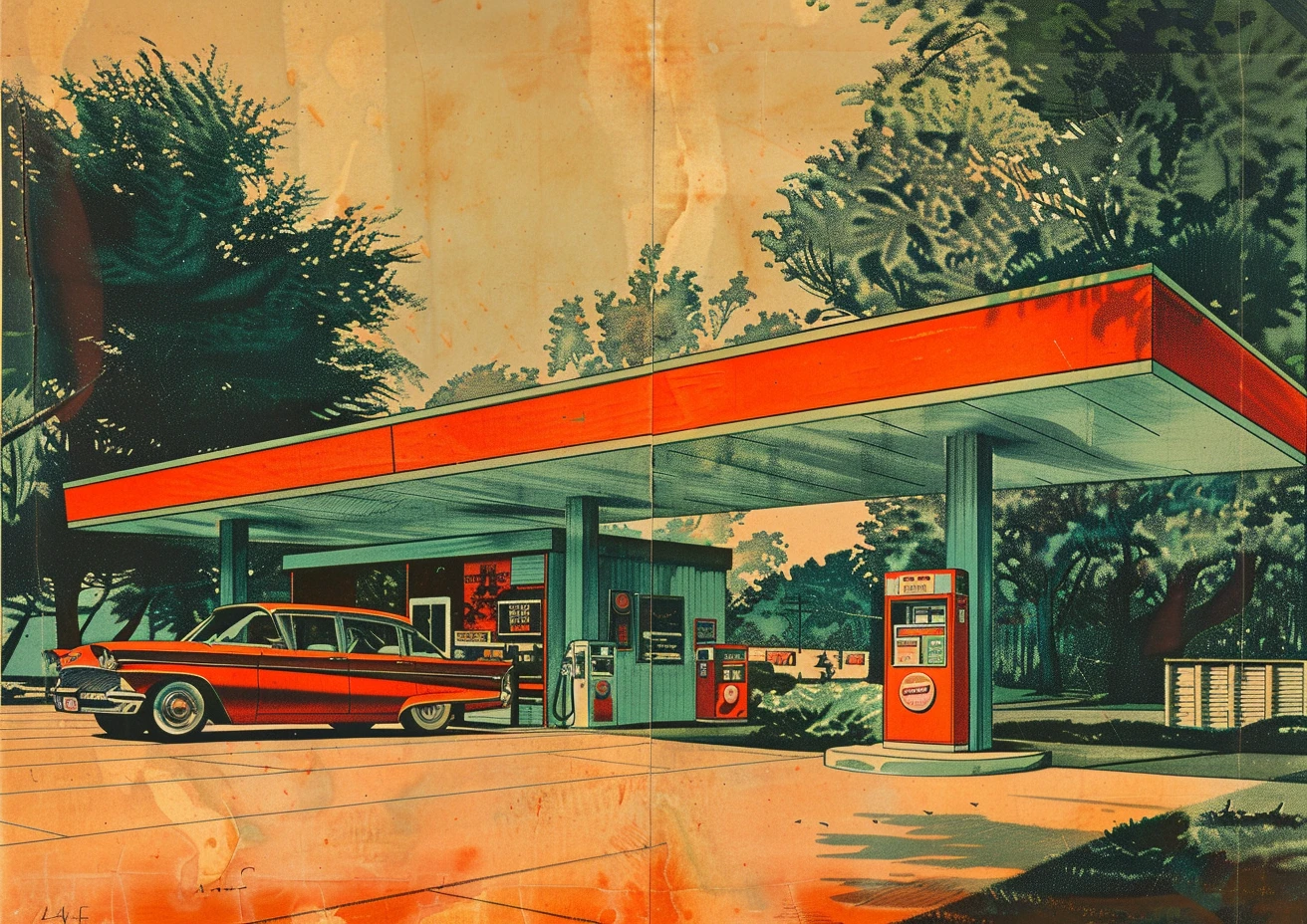 A retro gas station